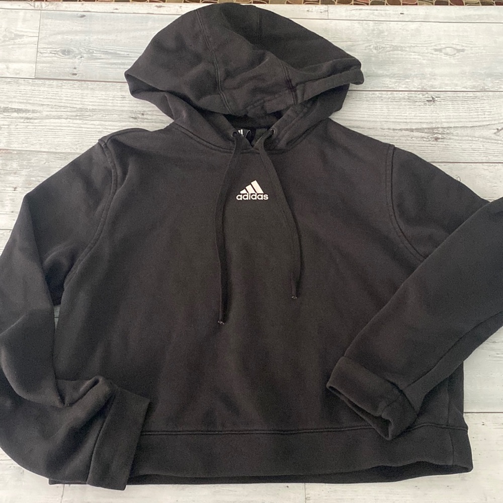 Women’s Adidas semi cropped hooded sweatshirt